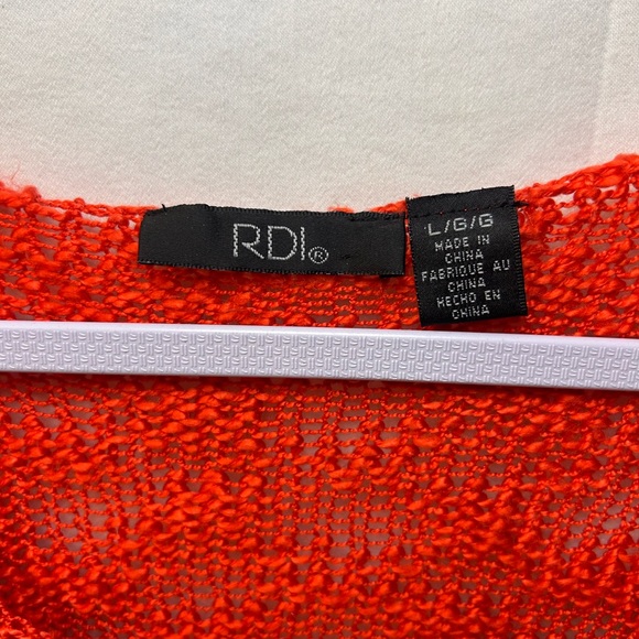 RDI Burnt Orange Sheer V-Neck Sweater Large - Picture 2 of 8
